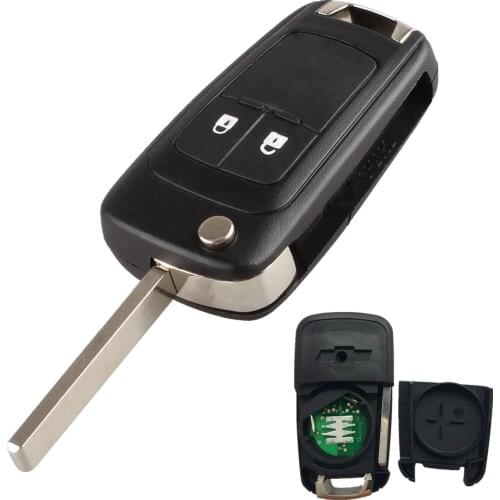 Black 2 Buttons Flip Folding Remote Key Fob Chip ID46 433MHz For Chevrolet Chevy