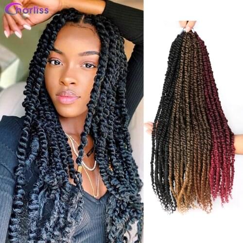 Chorliss Synthetic Passion Twist Pre-looped Fluffy Crochet Braid Hair Ombre Braiding Hair Extensions 3D Cubic Twist Crochet Hair