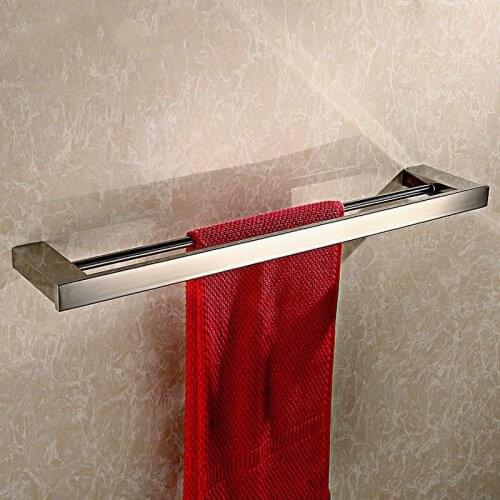 Stainless steel double towel rack fashion square bathroom double towel bar bathroom accessories sus304
