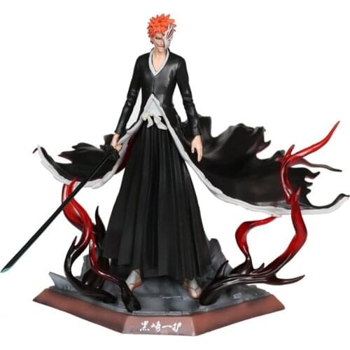 Bleach Anime Gk Kurosaki Ichigo 30cm Action Figure Pvc Figurine Model Doll Collectables 2 Heads Statue Toys For Childrens Gift