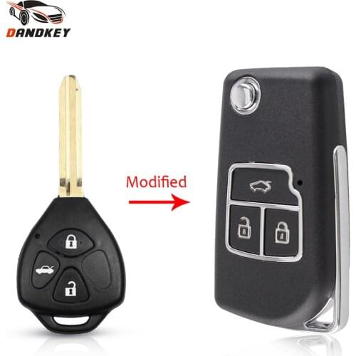 Dandkey 3 Buttons Fob For Toyota Camry Corolla Prado RAV4 Vios Hilux Yaris Remote Key Flip Folding Key Shell Case Replacement