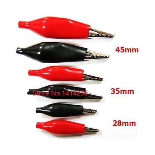 Good quality Large(45mm) Medium(35mm) Mini(28mm) Battery Insulated Crocodile Alligator Testing Clip Clamp Connector Red & Black