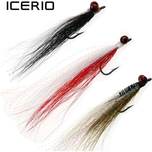 ICERIO 8PCS Dumbbell Head Saltwater Fly Trout Bonefish Redfish Flies Clouser Deep Minnow Fishing Lures #4