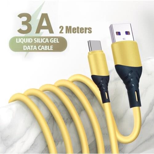JONSNOW Type C Fast Charge for Huawei Xiaomi Samsung ZTE Liquid Soft Silicone USB Type C Cable Tablet USB Date Cord 1M 2M