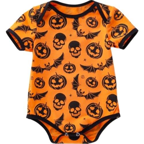 Newborn Baby Boy Girl Romper Jumpsuit Halloween Pumpkin Christmas printed Clothes Outfit Triangle clothing