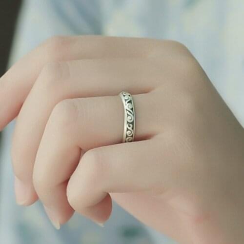 Creative Carved Clouds Ring Retro Pattern Bohemia Antique Silver Color Carving Cloud Rings For Fashion Wedding Christmas Jewelry