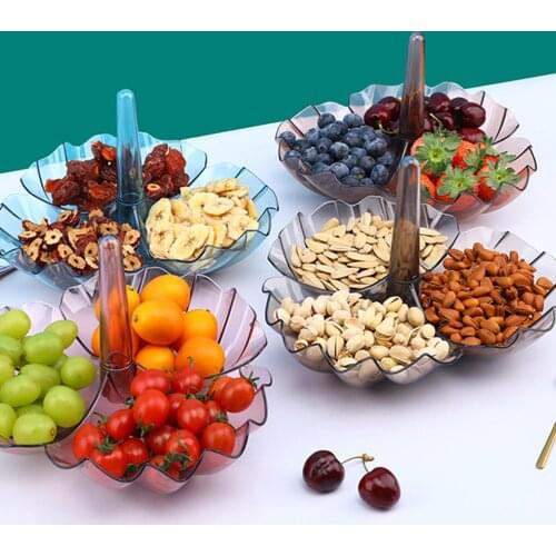 Kitchen Storage Basket Fruit Plate Tray Plastic Detachable Dried Fruit Nuts Holder Decorative Dessert Holder Organizer Plate