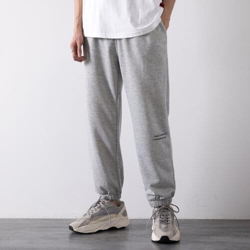 Trendy Casual Leggings Mens Summer Thin 2021 Breathable Pants Loose And Versatile Drawstring Sports Quarter Pants