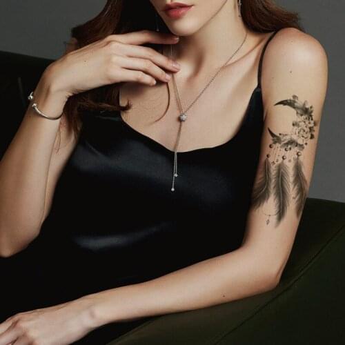 Moon Feathers Flower Rose Eye Leaves Waterproof Temporary Tattoo Sticker Jewelry Necklace Black Tattoos Body Art Arm Fake Tatoo