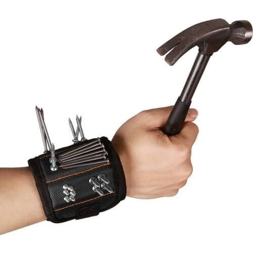 New Magnetic Pocket Wristband Tool Wristguard 5 Grids Powerful Magnetic Wristband Iron Absorber Pickup Kit Velcro Practical