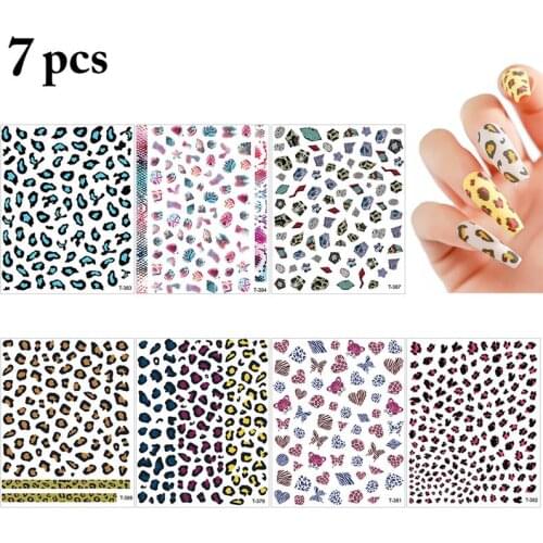 7 Sheets Kapmore Matte Nail Stickers Leopard Print Nail Decals Manicure Decal Winter Sexy Nail Stickers for Women Girls