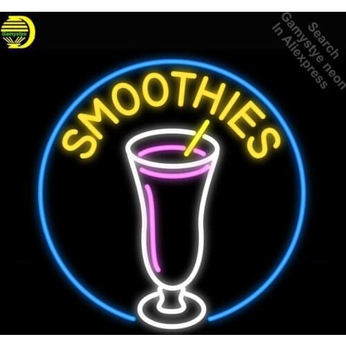 Smoothie Neon Sign cup Handmade neon bulb Sign real Glass Tube neon light Recreation Game Room Iconic Sign metal frame