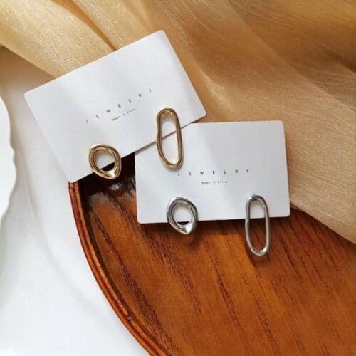 Irregular Geometrical Stud Earrings Women Contracted Fashion and Personality Temperament Punk Style Metal Earrings