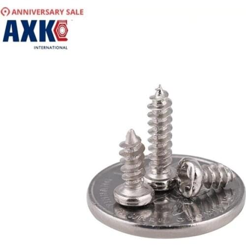 500pcs M2*4/5/6/8/10/12 2mm Nickel Plated Micro Electronic Screw Cross Recessed Phillips Round Pan Head Self Tapping