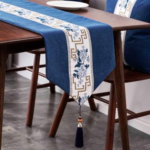 New Chinese Table Runner Zen Tea Table Coffee Table Decor Long Strip Fabric Modern Minimalist Tea Cloth Dinner Table Decoration