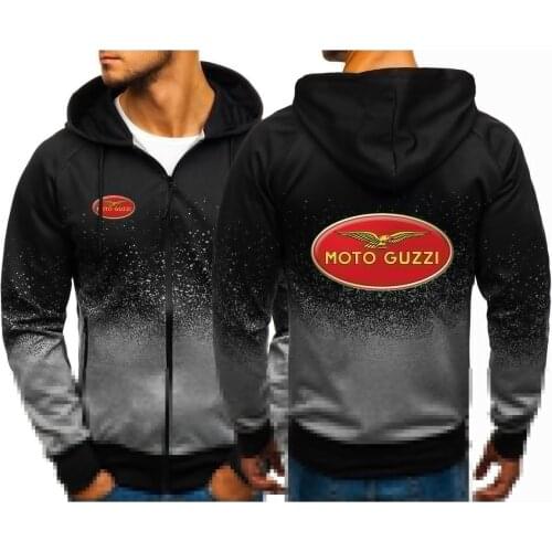 2021 Moto Guzzi Spring Autumn New Mens Print Hoodies Zipper Comfortable Jackets Man Sweatshirts Casual Gradient Color Coats