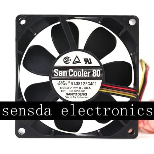 Original For Sanyo New 8025 8CM chassis fan 12V 0.38A 9A0812EG401 double ball 80*80*25mm