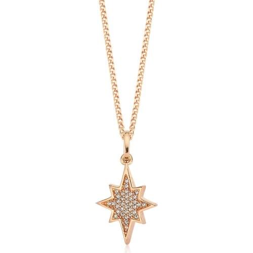 Valori Jewels Cosmic Star, Zirconia White Gemstone, Rose Gold Plated, Sterling Silver Charm Necklace