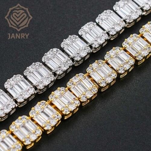 JANRY 9MM New Fashion Ladder Cubic Zircon Hip Hop Necklace Full Iced Out Cubic Zirconia Necklace Hip Hop Rapper Rock Jewelry