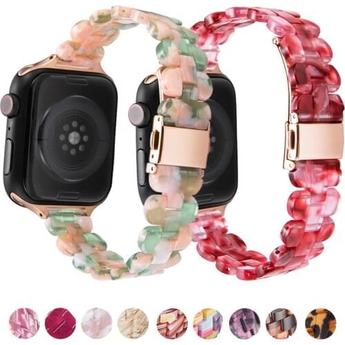Resin Watchband for Apple Watch iWatch Series 1 2 3 4 5 6 SE 44mm 40mm 42mm 38mm Men Women Wrist Strap Band Bracelet Accessories
