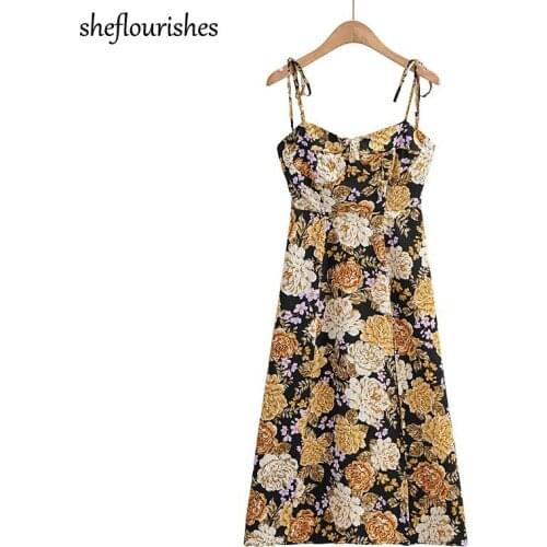 Floral print dress women summer dresses sleeveless midi dress backless holiday dresses sexy strapless dress split beach vestidos