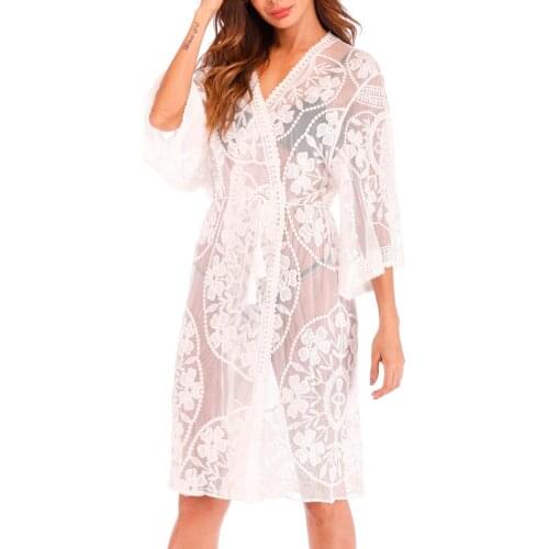 Sexy Women’s Bathing Suit Cover Up Hollow-out Crochet Lace Bikini Bathing Suit Swimsuit Smock Knitting Swimwear Mesh Beach Dress