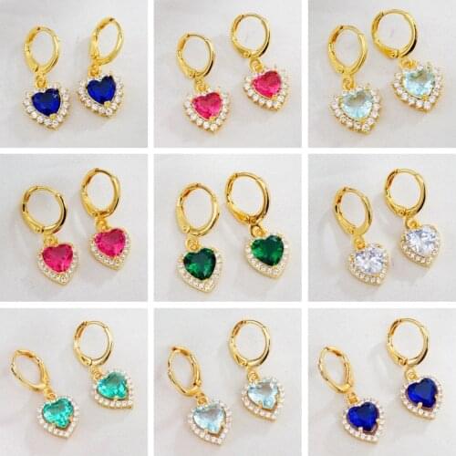 Gold-Color Dangle Earrings Anniversary Zirconia Crystal Fashion Heart Earrings for Women New Earrings 2019 Wholesale/Bluk