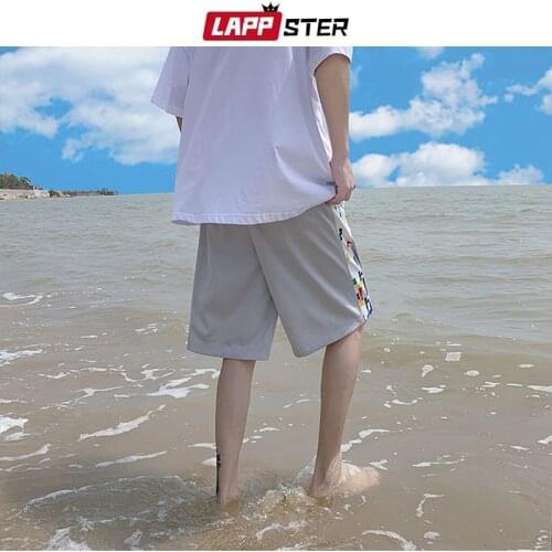 LAPPSTER Men harajuku patchwork causal shorts 2021 summer mens streetwear basketball shorts male Korean fashion sweat shorts 5XL