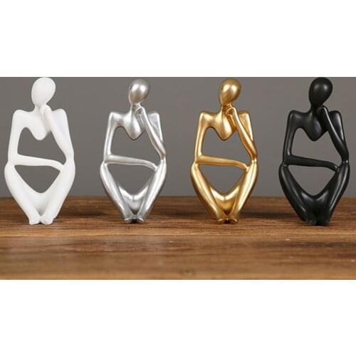 Nordic Abstract Thinker Statue Resin Figurine Office Home Decoration Desktop Decor Handmade Crafts Sculpture Modern Art