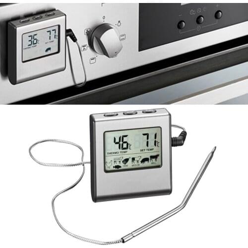 Meat Thermometer High Low Alarm Stainless Steel Probe for Cooking Kitchen