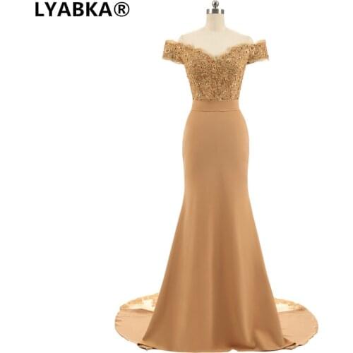 Evening Dress Abendkleider 2020 Formal Dress Champagne Appliques Sweetheart Mermaid Evening Dresses Long Dress Robe De Soiree