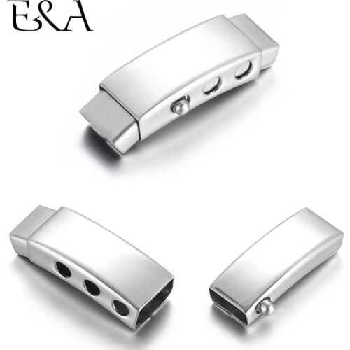 2pcs Stainless Steel Bayonet Clasp Hole 8*4mm Adjustable Curved Tube Leather Cord Clasps DIY Bracelet Jewelry Making Supplies