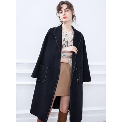 Womens Clothing 2021 Winter New Sheep Wool Long Woolen Coat Lapel