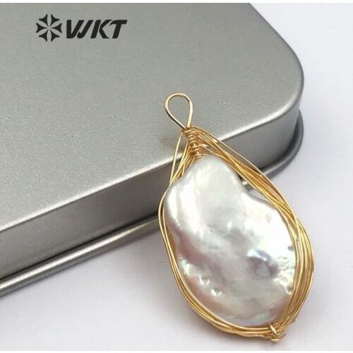 WT-JP098 Natural Freshwater Pearl Jewelry Teardrop Shape Pearl Pendant With Brass Wire Wrapped For Nekclace Earring Jewel Making