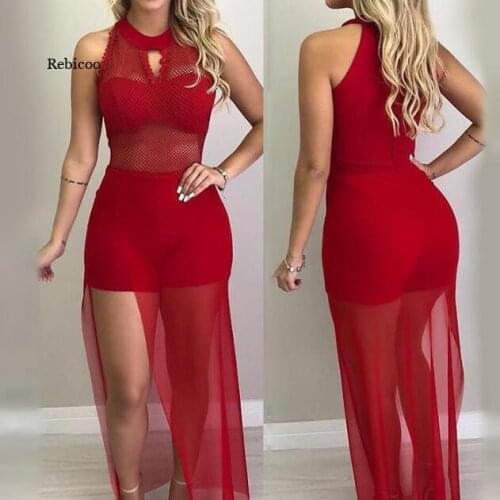 Feminine Mesh Stitching Sleeveless One-Piece Mesh Skirt Pants Fashion New