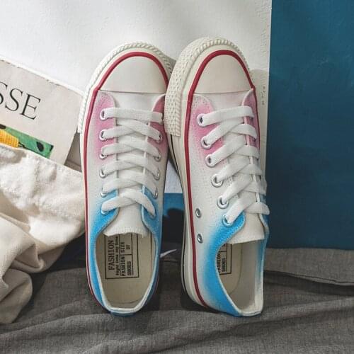 2020 Women Fashion High Top Canvas Shoes Gradient Color Casual Shoes Sneakers Breathable Vulcanized Walking Flat Shoes W31-82