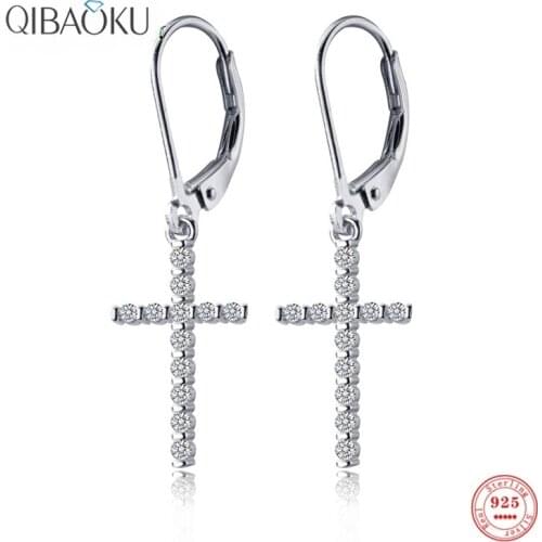 Hot Sale 925 Sterling Silver Earrings Zircon Cross Fashion Earrings for Women Temperament Personality Trend Ear Jewelry
