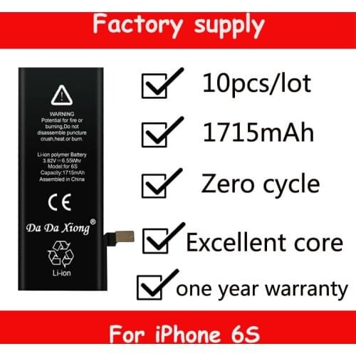 10pcs/lot Excellent Core China Protection board 1715mAh 3.82V Battery for iPhone 6S 6GS zero cycle replacement repair parts 6S-A