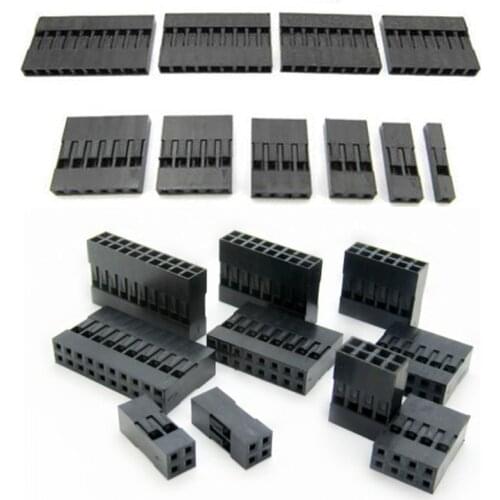 100PCS 2.54mm Dupont Connector 2.54 mm Single / Dual Row Plastic Shell Plug 1P 2P 3P 4P 5P 6P 7P 8P 9P 10P 12P 14P 16P 18P 20P