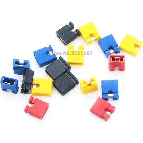 100PCS Pitch 2.54mm Pin Header jumper shorted cap & Headers & Wire Housings Black yellow white green red blue For Arduino