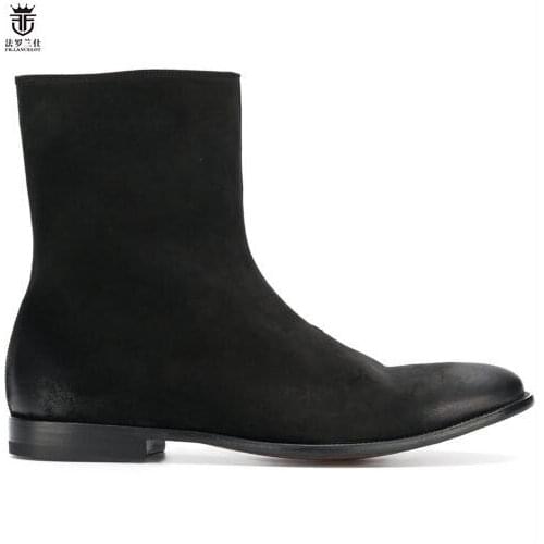 2019 FR.LANCELOT Brand Design Solid Real Leather Men Shoes Side Zipper Flats Shoes Mens zapatillas mujer Ankle Boots botas mujer