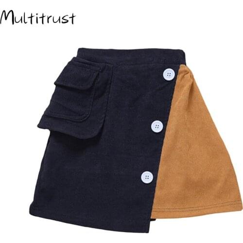 2020 New Arrival Girls Skirts Autumn Winter Children Buttons Clothes Kids Corduroy Skirts Baby little Girl Skirts For 3-7 Years