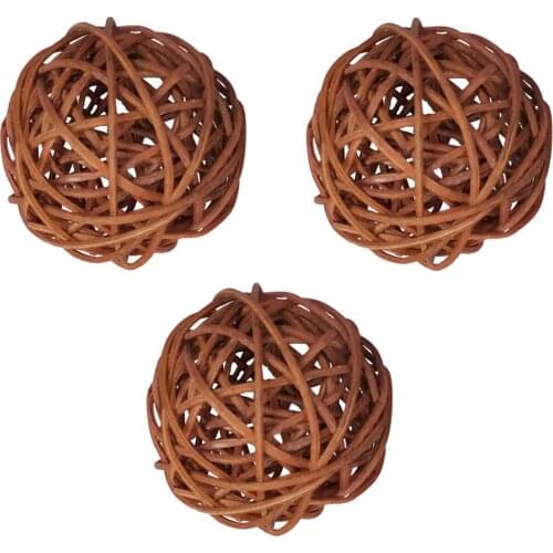3pcs Wicker Rattan Balls Table Wedding Party Christmas Decorative 8CM