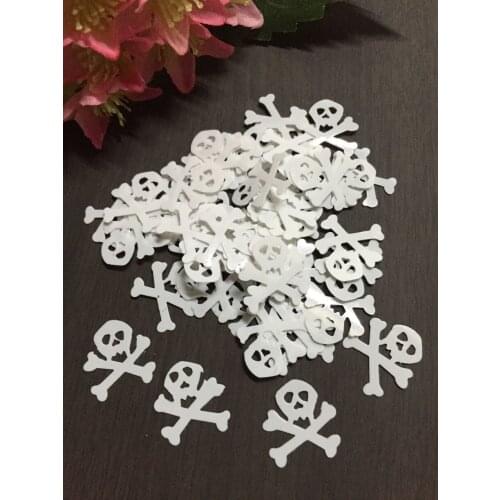 800pcs/lot 15mm White Skull Deaths Head Sequins PVC Flat Paillette Crafts For Sewing Easter DIY Accessory Kids DIY