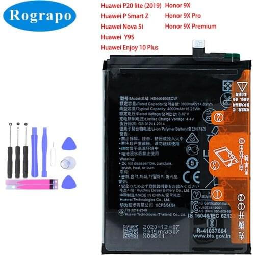 Original 4000mAh HB446486ECW Mobile Phone Battery For Huawei P20 lite (2019) / P Smart Z STK-LX1/ Nova 5i/Honor 9X Enjoy 10 Plus