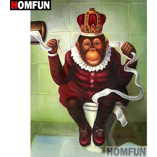 HOMFUN 5D DIY Diamond Painting "Cartoon monkey" Full Drill Resin Diamond Embroidery Cross Stitch Home Decor A27085