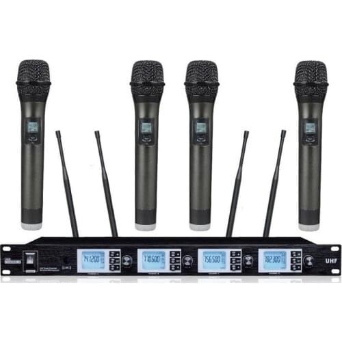 Bolymic 4 channels Wireless Microphone System professional uhf stage Handheld Wireless Microphones Mics