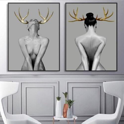 Black and White Beauty Model Canvas Prints Fashion Girl Posters Wall Art Canvas Paintings Pictures Girls Bedroom Home Decoration