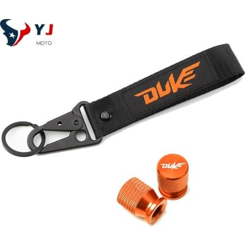 For KTM Duke 125 200 250 390 690 Motorcycle Accessories CNC Tyre Valve Air Port Cover Stem Cap And Embroidery Key Chain Keychain