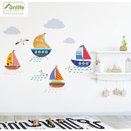 Funlife® Nursery Sailboat Self-Adhesive Wall Decals Waterproof Easy to Clean Wall Stickers Bedroom Decor Babys Room Wallpaper